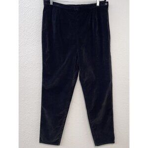 VTG Y2K DENIM & CO Womens Plus SIZE 20W Black Velvet Side Zip Straight PANT EUC